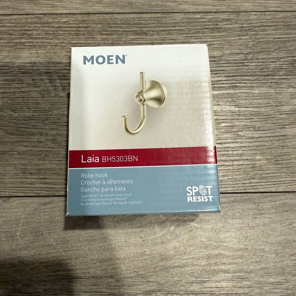 Moen Laia BH5303BN Robe Hook Spot Resist Brushed Nickel Bathroom Wall Hook
